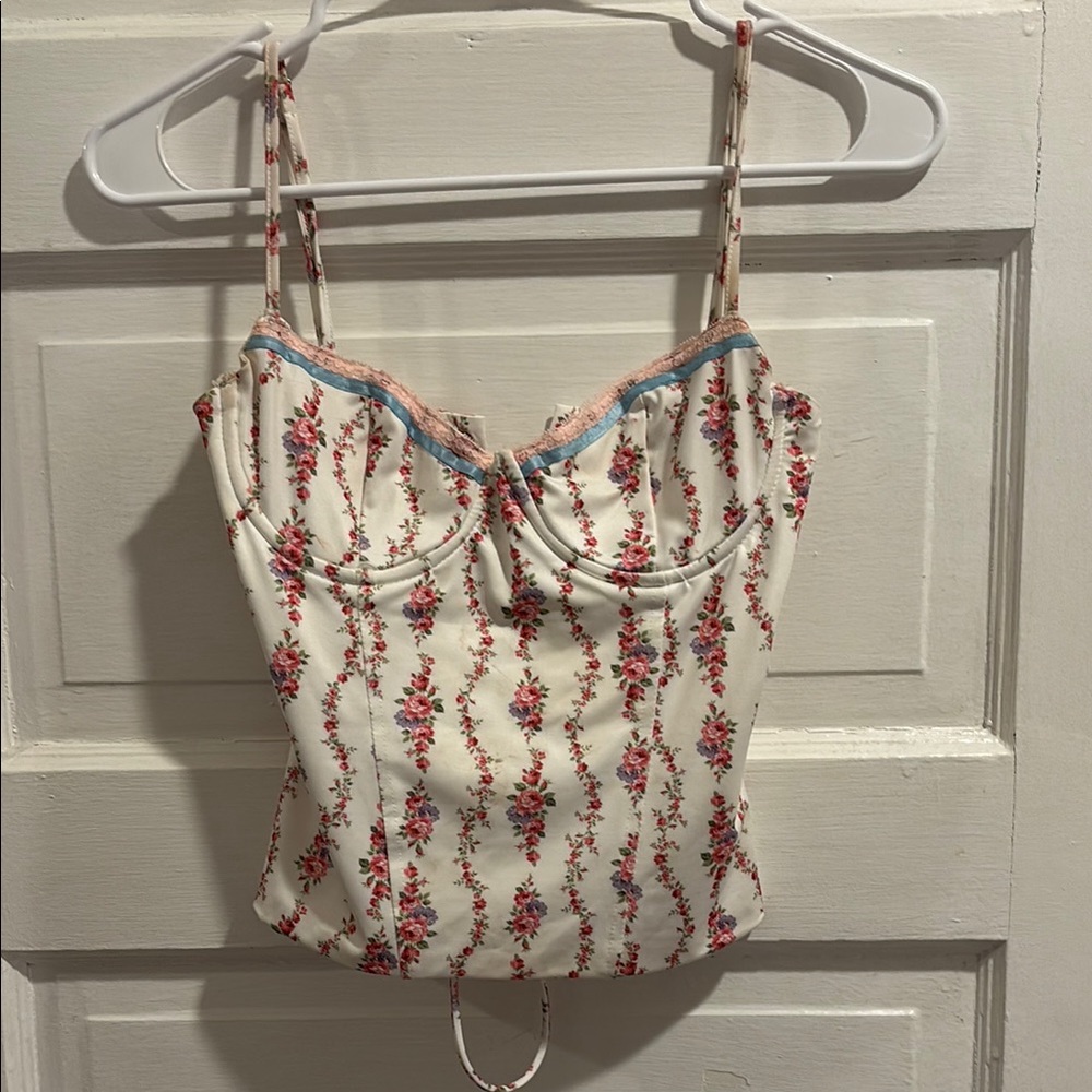 Edikted Indira Printed Cupped Lace Up Corset